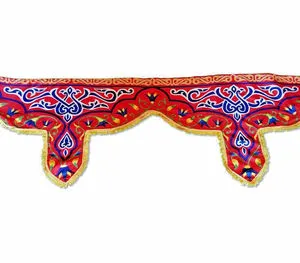 AA135 Zahereen 30m Egyptian Ramadan Fabric Decoration Roll with Golden Border Fringe Custom Shape for Home & Street Use
