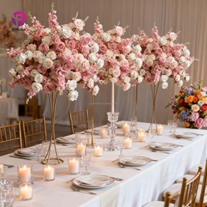 OEM Decorative Flowers Plants Cheap Wedding Event Table Centerpieces Artificial Silk Flower Ball Wedding Decorations Supplies