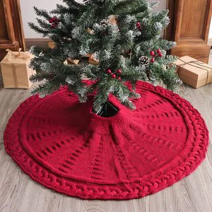 2025 New Year Home Decorations Knitted Christmas Tree Dress Apron for Christmas Tree Stand Accessories Festive Christmas Gifts