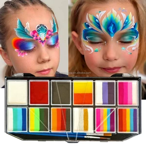 Professional 12 Uv Neon Color Fluorescent Face Painting Palette Glow in the Dark Body Paint Supplies for Kids Halloween Makeup