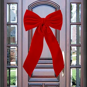 China Wholesale Large Velvet Bows For Door Christmas Velvet Bows Wreath Decoration