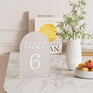 Matte White 5x7inch Acrylic Wedding Table Number Holders Place Cards Seating Chart Decorations for Reception Party Anniversary