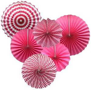 HKH Printing pink Mix Size Wedding Valentine's Day Birthday love Theme Party Decoration Wall Paper Fan