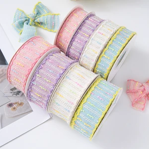 Macaron Color High Quality Velvet Polyester Cotton Ribbon 2.5cm/3.8cm Beautiful Accessory For Wedding Valentine's Decorations