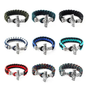 Men's Nordic Pirate Style Fashion Charm Bracelet Viking Thor's Hammer Camouflage Braided Bangles Wholesale Bulk Bangles