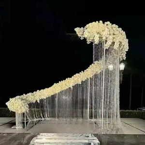 Outdoor Customized Wedding Background Frame Drapery Wall Backdrop Wedding Ideas Wave Curved Wedding Backdrop Stand Aluminum Arch