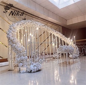 NIKA Elegant Semicircle Curved Metal Backdrop Frame Stage Decoration Wedding Backdrop Arch for Party