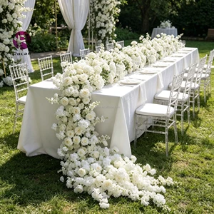 10ft White Blossom Rose Wedding Flower Runner Bride Table Centerpieces Flower Arrangement for Wedding Events Decoration Flower