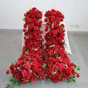 Lush Red Faux Floral Arrangement with Rich Blooms for Wedding Backdrops & Table Decorations