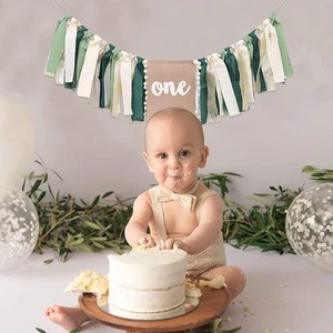 DAMAI My First Redo Party Decoration Fabric Series High Chair Banner Birthday Banner Party Decorations