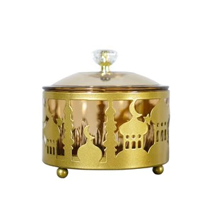 Ramadan Kareem Small Durable Metal Snack Tray Nut Tray Candy Box Guests Home Ornament Muslim Islam Festival Eid Mubarak Supplies
