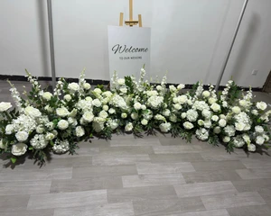 Party & Holiday Supplies White Green Flower Runner for Wedding Flower Aisle Sweet Table & Bride Backdrops for Events