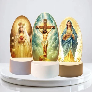 Jesus Night Light Christian Gifts 3D Acrylic Tabletop Night Lamp Soft Warm Light For Christmas Easter Decoration
