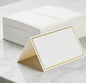 Blank Name Cards Gold Foil Border Offset Printed Reserved Seating Tent & Place Cards for Wedding & Baby Shower Table Settings