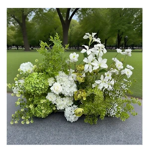Elegant Greenery Wedding Decor Green Fake Grass Walkway Outdoor Aisle Flowers Table Runner Centerpieces-New Arrival