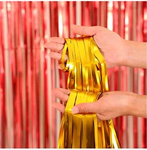 China Supplier Party Foil Curtains Mixed Foil Fringe Curtains for Chinese New Year Halloween Party Wall Decorations