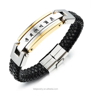 Stainless Steel Om Mani Padme Hum Plate Jewelry Mens Bracelet Fashion Jewelry Made in China