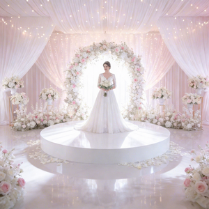 Simple Floral Custom Wedding Stage Dancing Round Stage Platform White Round Stage Wedding Decoration