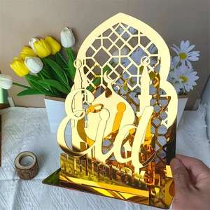 Festival Eid Al Adha Mubarak Acrylic Ornament Ramadan Decoration Home Islamic Muslim Party Golden Moon Decor Party Supplies