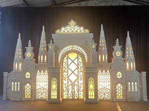 Wedding Stage Castle Backdrop with Light Events Party Wall Banquet Hall Wedding Castle for Wedding Decoration