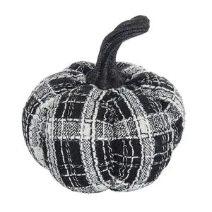 Light Black White Plaid Pumpkin 7x7x7 Fabric Halloween Holiday Decor for Halloween Decorations