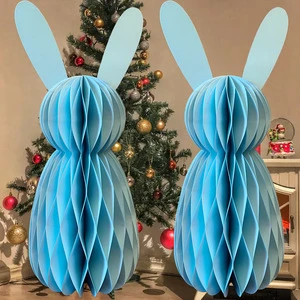 QF Festive 3D Honeycomb Bunny Decoration Children's Day Easter Party Table Decoration Supplie Honeycomb Cardboard Cartoon Bunny