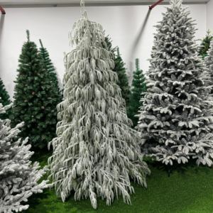 Eco-friendly Unlit 7ft PE Flocked Snow Artificial Christmas Tree With Metal Stand For Home Indoor Outdoor Xmas Decoration