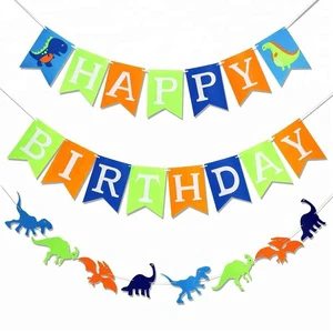 23 Pack Colorful Felt Dinosaur Birthday Banner for Kids Birthday Party Decorations
