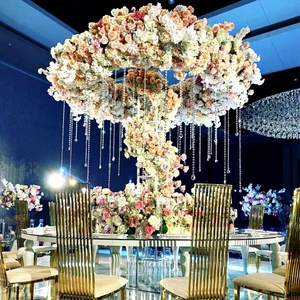 Wedding Decorations Table Centerpiece Stand Giant 10ft Tall Gold Stainless Steel Flower Stand with Flowers