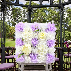 Custom Wedding Decor Romantic Elegant Silk Artificial White Rose Floral Panel Flower Wall Backdrop