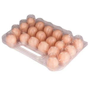 Wholesale 20 Cells Egg Packaging Tray Transparent With Handle Recyclable PET Customizable