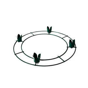 China Supplies Shuangrui Customized Steel Wire Green & Red Advent Christmas Wreath Frame with Baking Varnish