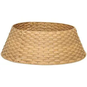 27-Inch Rustic Plastic Woven Christmas Tree Skirt Natural Home Decorative Tree Collar for Party Holidays Stand and Accessory
