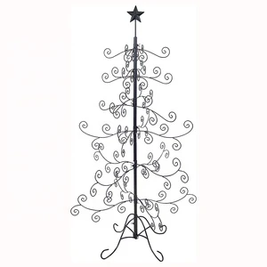 Black Metal Christmas Wire Ornament Tree Christmas Display Tree Stand with Multiple Hooks for Hanging Small Craft Items