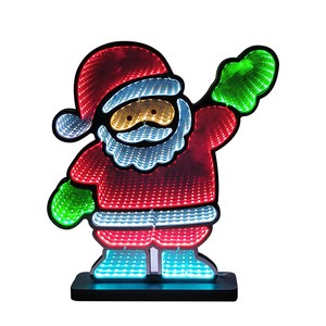 DIY 3D Illusion Santa Christmas Lights Outdoor Waterproof Battery DC IP66 Rated Acrylic Table LED Customized Color 30x40cm