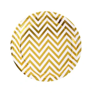 Hot Gold Wave Paper Cup Paper Plate Paper Towels Straw Knife Fork Spoon Disposable Birthday Party Tableware Decoration