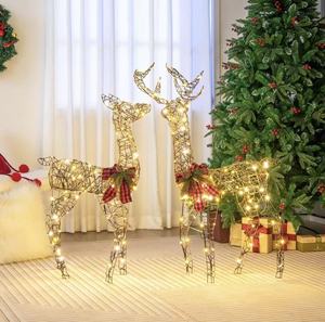 Top Sale 3 PCS Lighted Christmas Reindeer Light Family Set Outdoor Decoration Waterproof