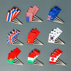 Custom Food Toothpick Flag National Country Cocktail Cake Flag Toothpicks Christmas Sandwich Hamburger Flags For Burger