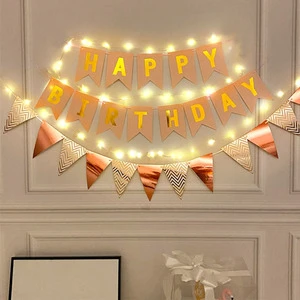 DIY Happy Birthday Banner with 3m LED Light Party Decorations for Happy Birthday Backdrop Party Decorations Supplies