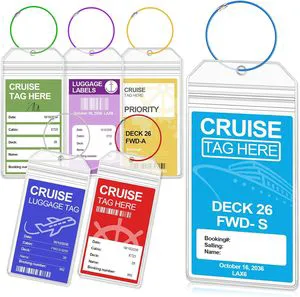 Plastic Pvc Cruise Luggage Tag Holder Top Zip Seal and Steel Loops Use for Royal Caribbean & Celebrity Cruise Line