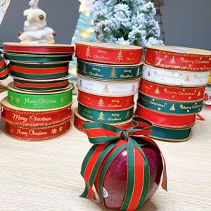 CSFY Custom/wholesale Merry Christmas Ribbon Hot Selling Design Ribbon logo Christmas Decorations Gift Ribbon for Packing Box