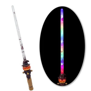 New Products 2024 Light up Pumpkin Stick with Sound Plastic Toy Halloween Party Glow Stick Llightsaber