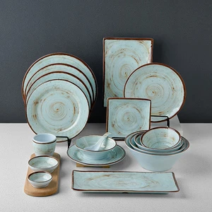 High Quality Exquisite Dinner SetFactory Direct Sales KB Green Glaze Dots Melamine Tableware