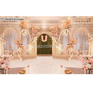 Contemporary Design Wedding Mandap Stage Frames White Wedding Backdrop Fiber Photo Frames Indian Wedding Stage Backdrops Irland