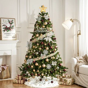 Full Profile PE Christmas Tree with Metal Stand Easy Setup Indoor Outdoor Holiday Decor