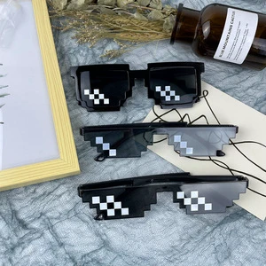 Fun Personality Pixel Sunglasses Single or Double Row Square Mosaic Glasses for Christmas & New Year Photo Props