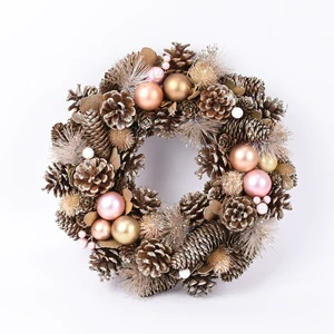 YIYU BSCI 20in Christmas Wreath Decoration With Pinecone New Design Natural Decor Handmade Pine Needle Xmas Home Indoor Wreath