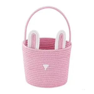 Home Decor New Design Easter Straw Rope Woven Basket For Storage With Handle Sublimation Cotton Rope Easter Baskets