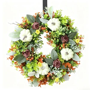 Halloween Harvest Pumpkin Wreath Holiday Atmosphere Home Greenery Door Hanging Decoration