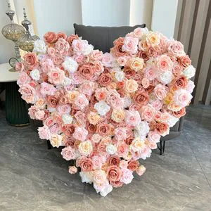 Hot Sale Heart-shaped Silk Flower Background Artificial Flower Wall for Wedding Birthday Photo Background Decoration